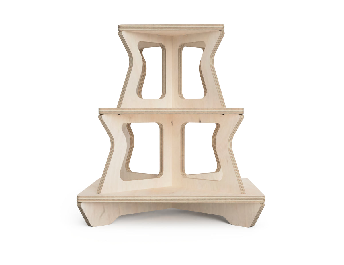 3-Level Cupcake Stand CNC-ready design showing joints and assembly features