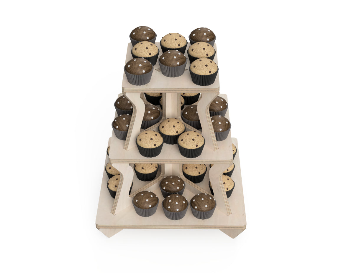 Detailed DXF drawing of 3-level cupcake stand for CNC router