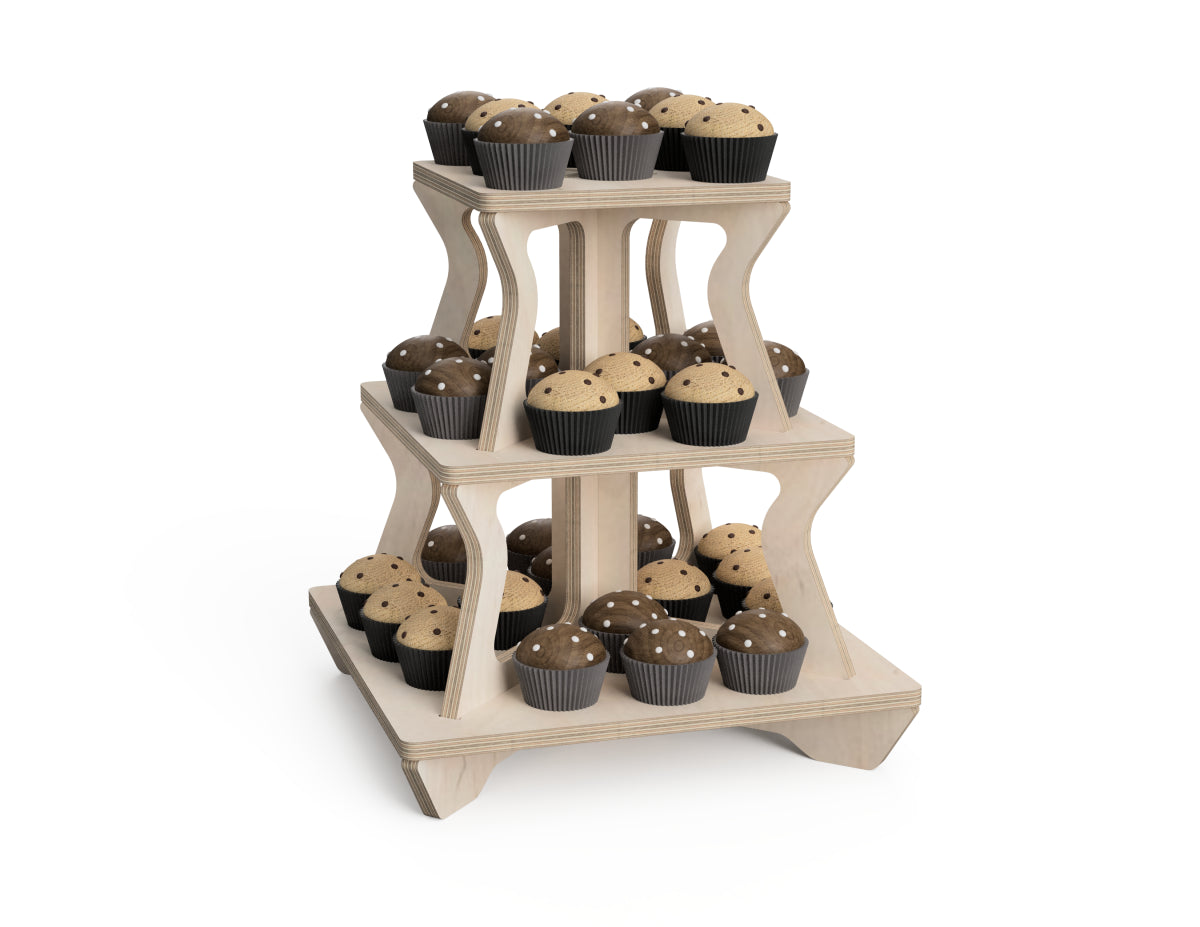 3-Level Cupcake Stand CNC DXF file design overview