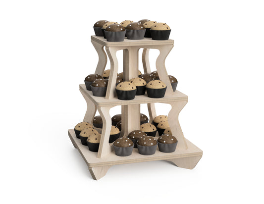 3-Level Cupcake Stand CNC DXF file design overview