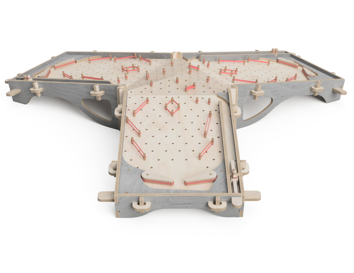 3 Player Extension for Simple Pinball Table DXF files DXF file rendered from angled view for CNC cutting