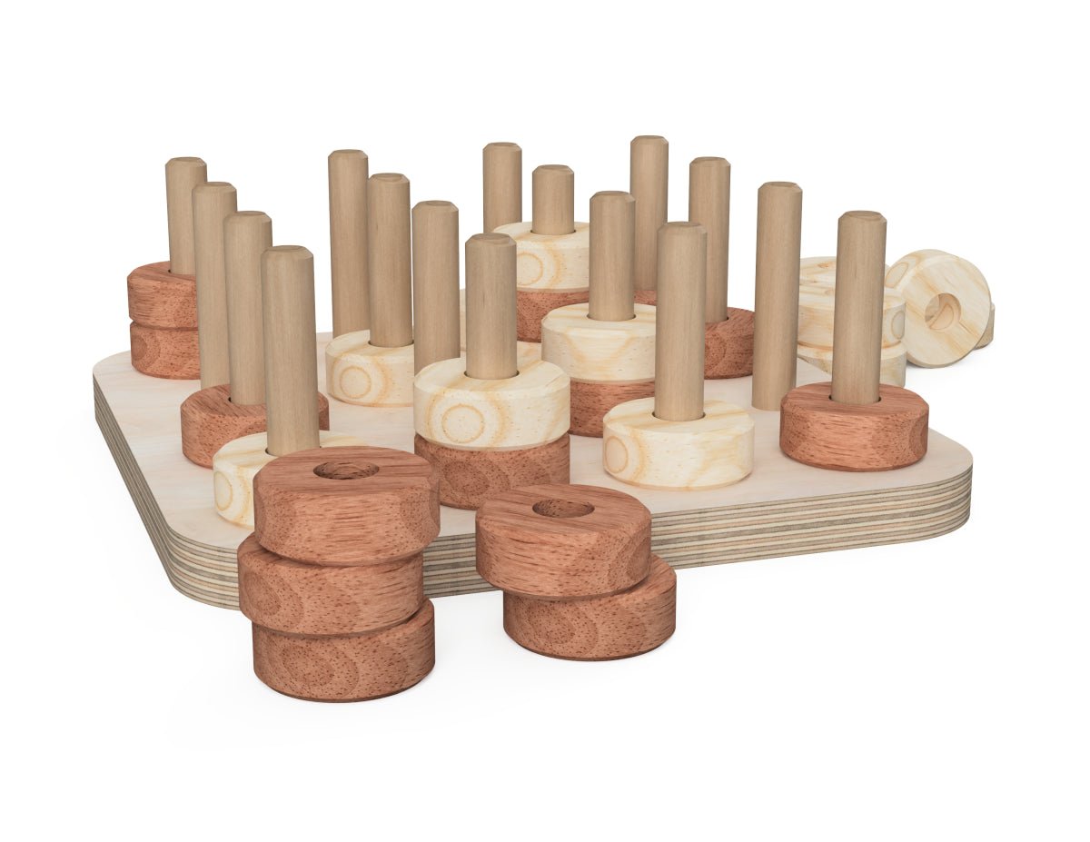 3D Tic Tac Toe (Circles) CNC-ready design showing joints and assembly features