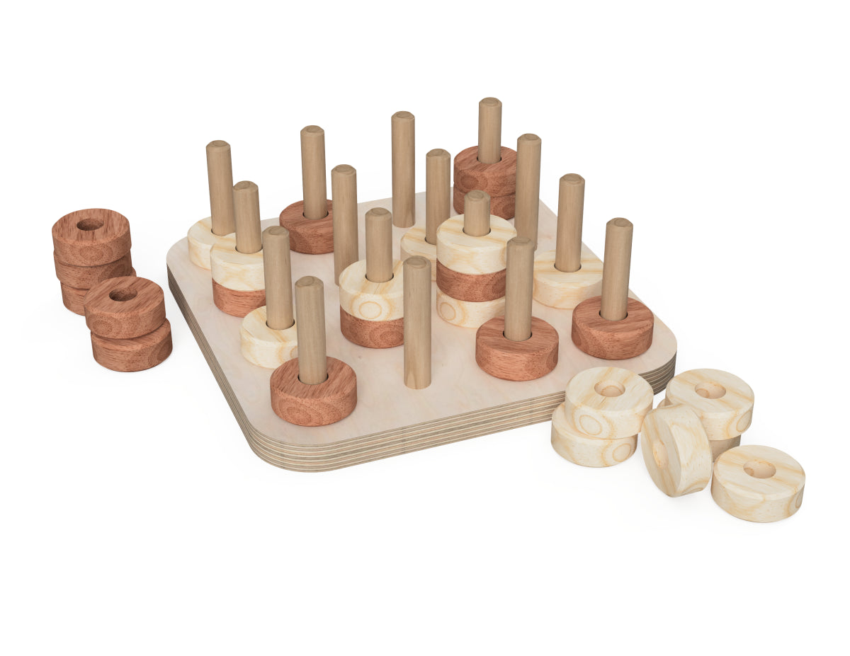 Detailed DXF drawing of 3d tic tac toe (circles) for CNC router