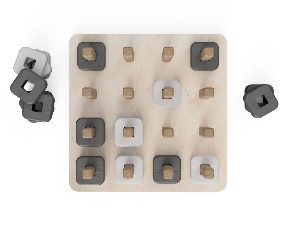 3D Tic Tac Toe DXF file rendered from angled view for CNC cutting