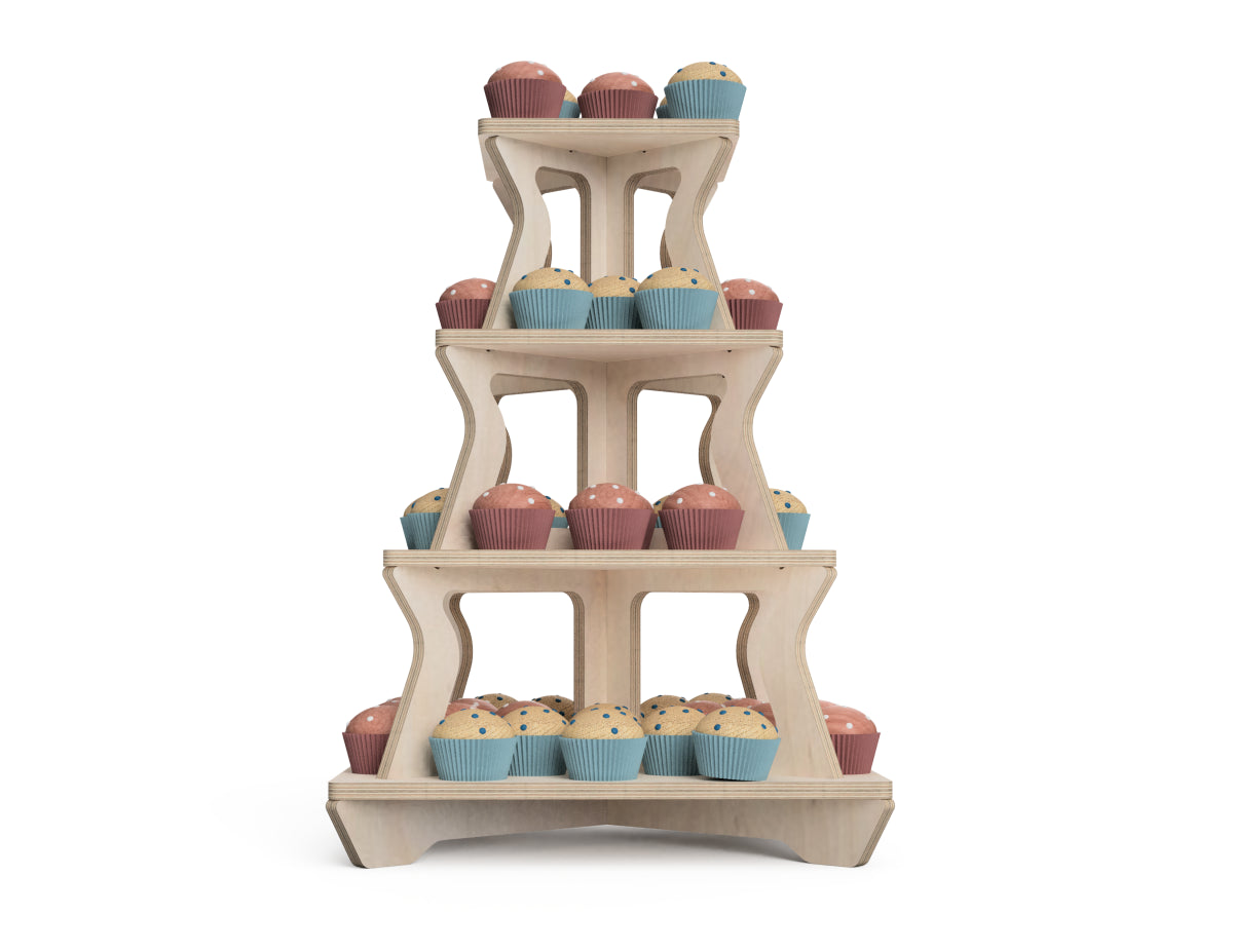 Detailed DXF drawing of 4-level cupcake stand for CNC router