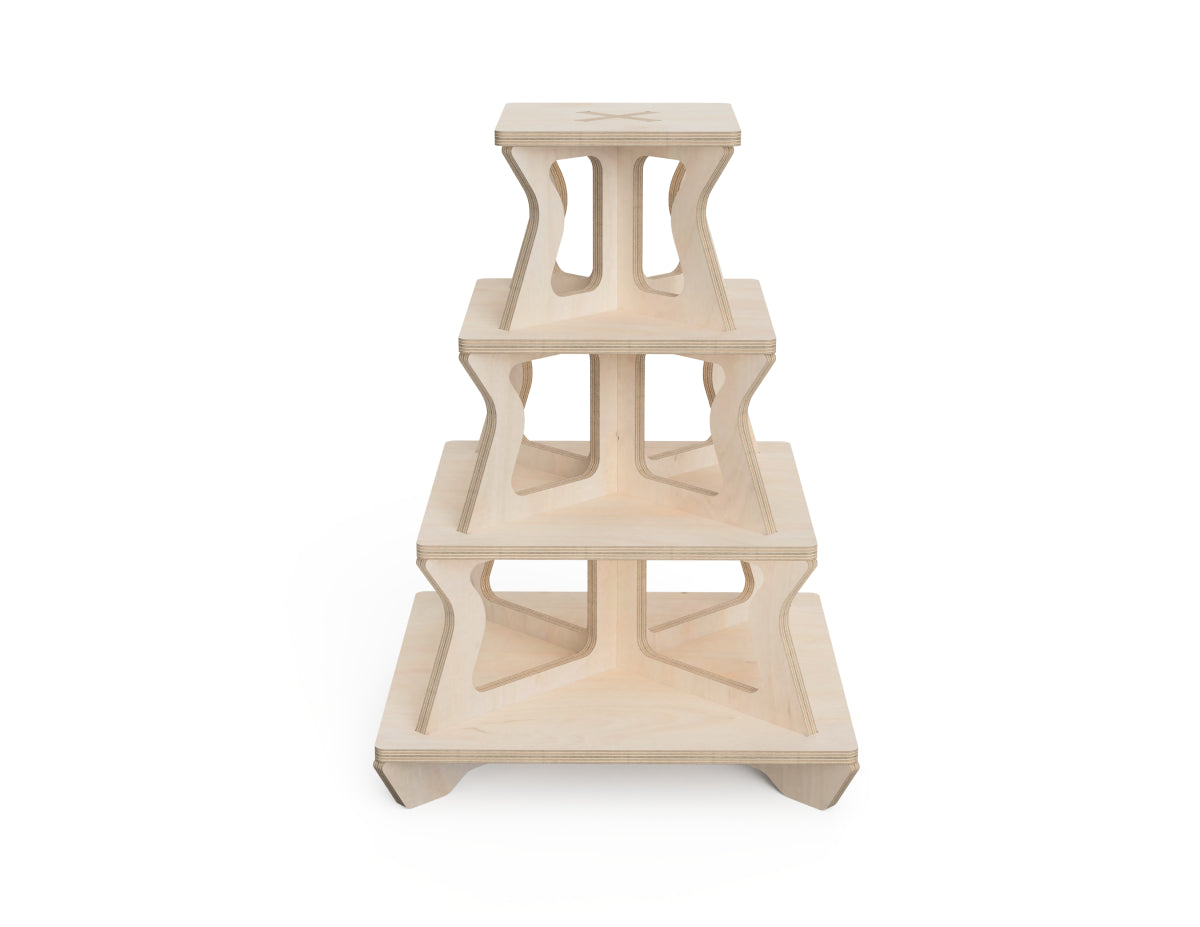 4-Level Cupcake Stand CNC-ready design showing joints and assembly features