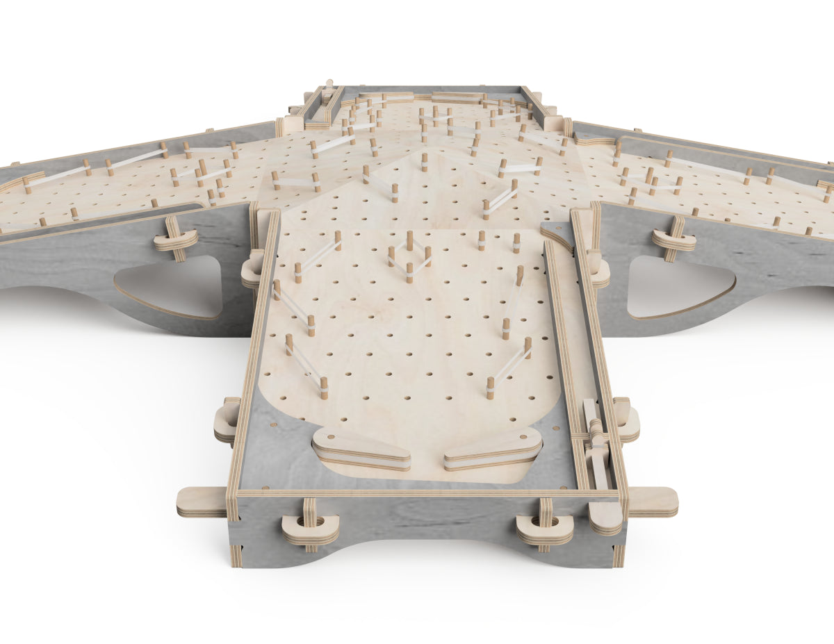 4 Player Extension for Simple Pinball Table DXF files DXF file rendered from angled view for CNC cutting
