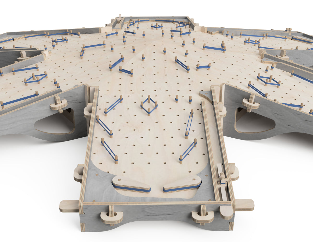 6 Player Extension for Simple Pinball Table DXF files DXF file rendered from angled view for CNC cutting