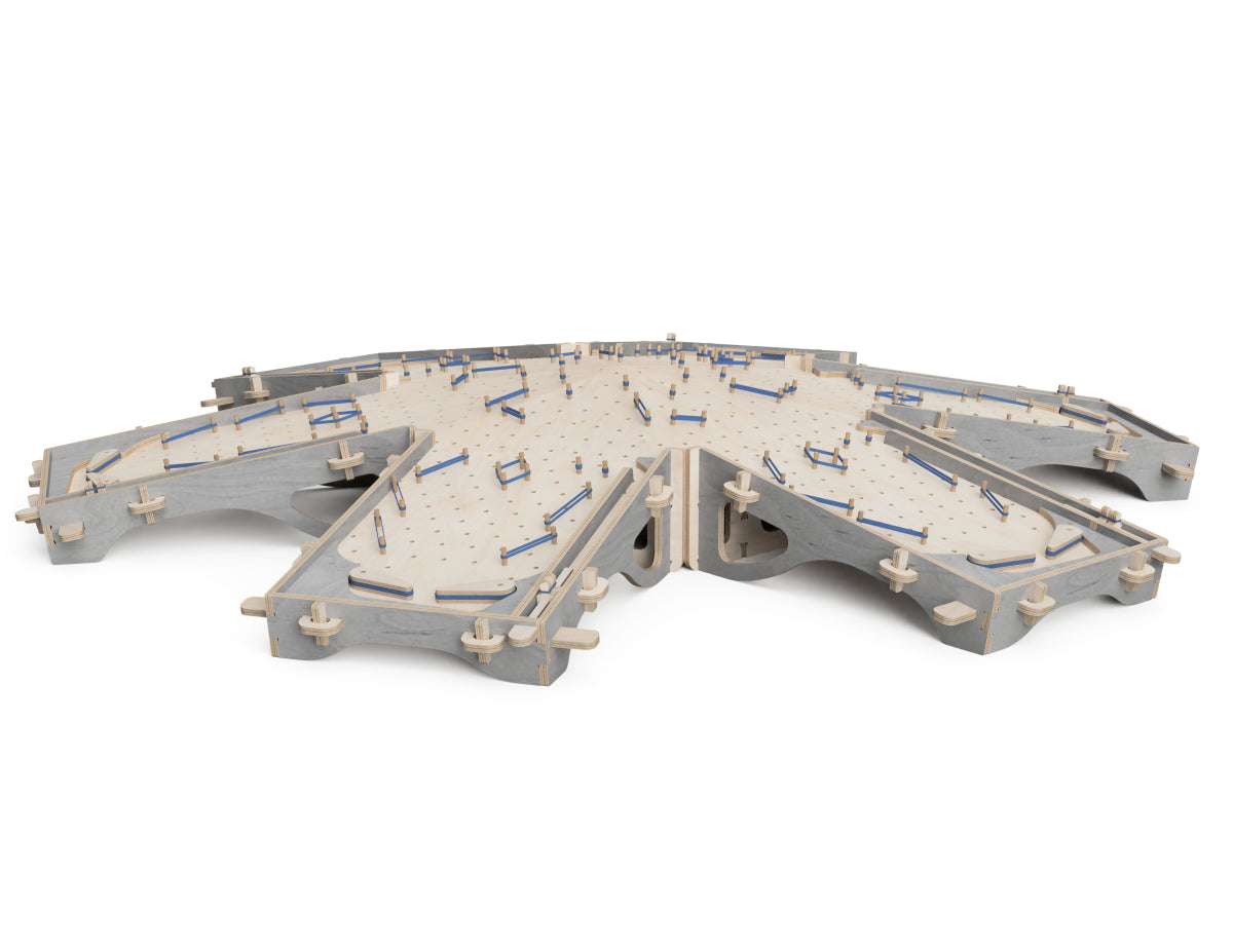 Rendered view of 6 player extension for simple pinball table dxf files layout from DXF file