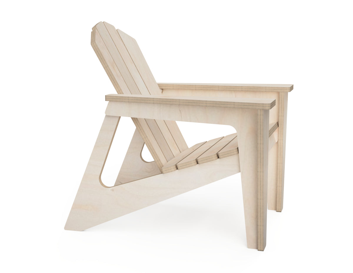 Side view showing the angled back and low seat of the kids chair design