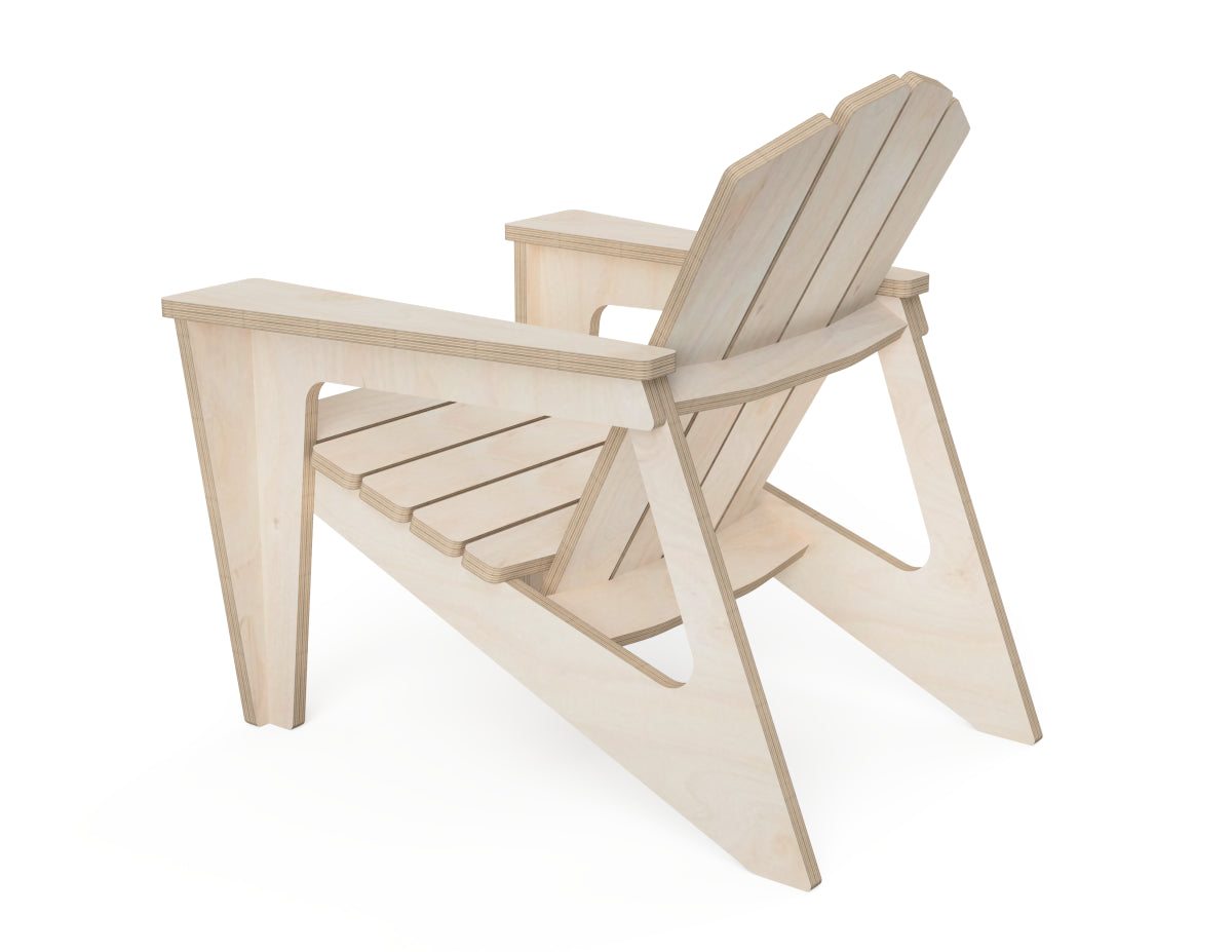 Side view showing the angled back and low seat of the kids chair design