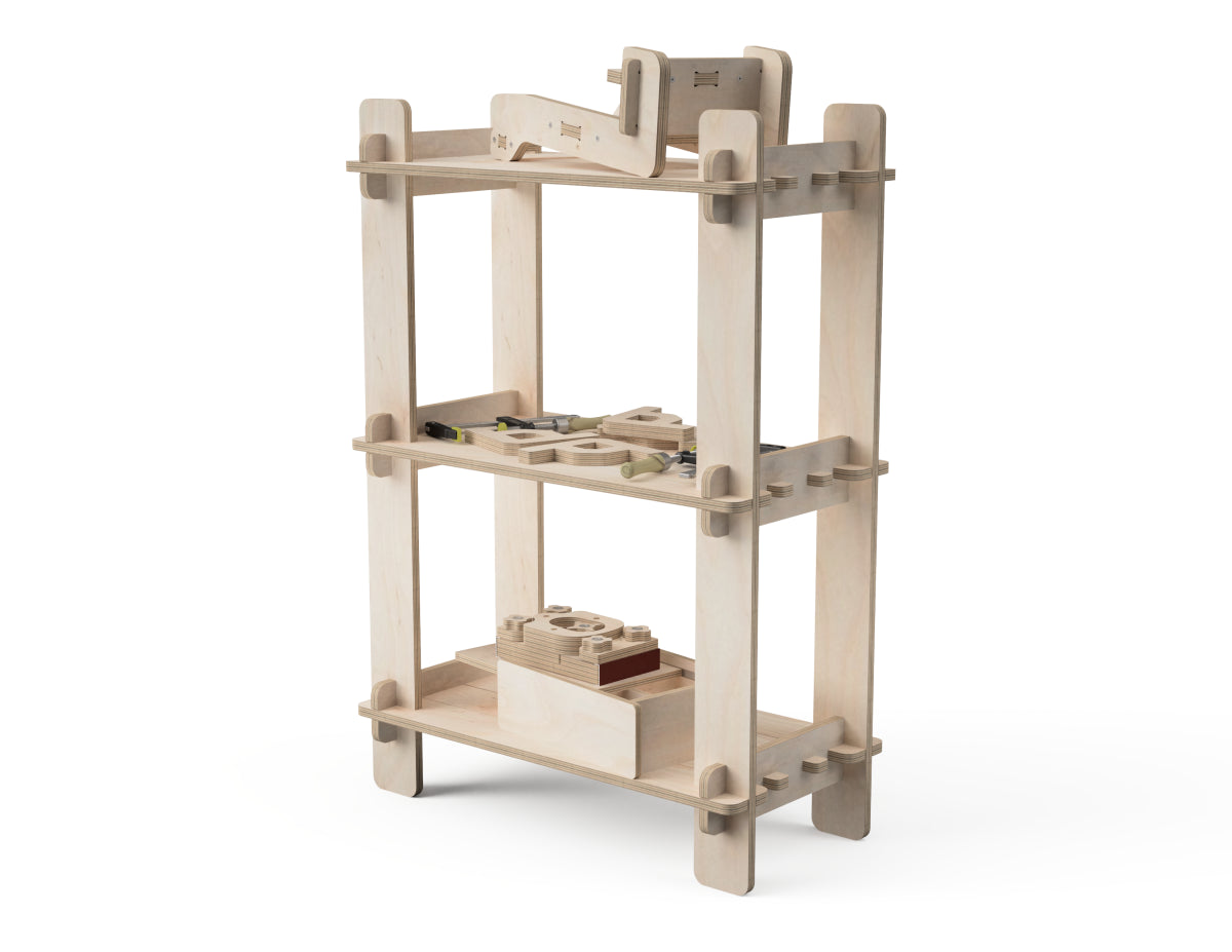 Modern plywood shelf with impossible corner joinery – CNC DXF project