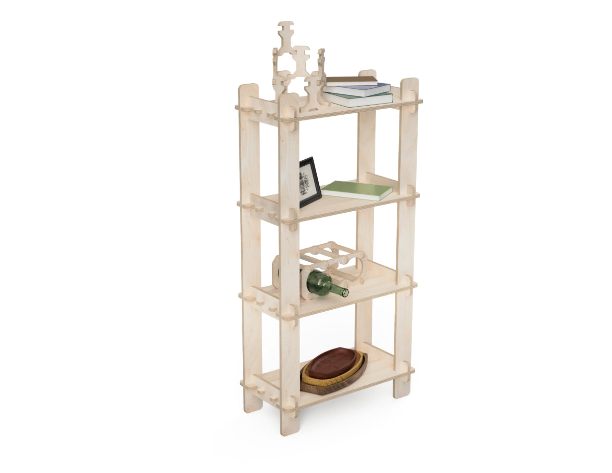 Flat-pack CNC furniture design – Large Kumo Shelf built from plywood sheets