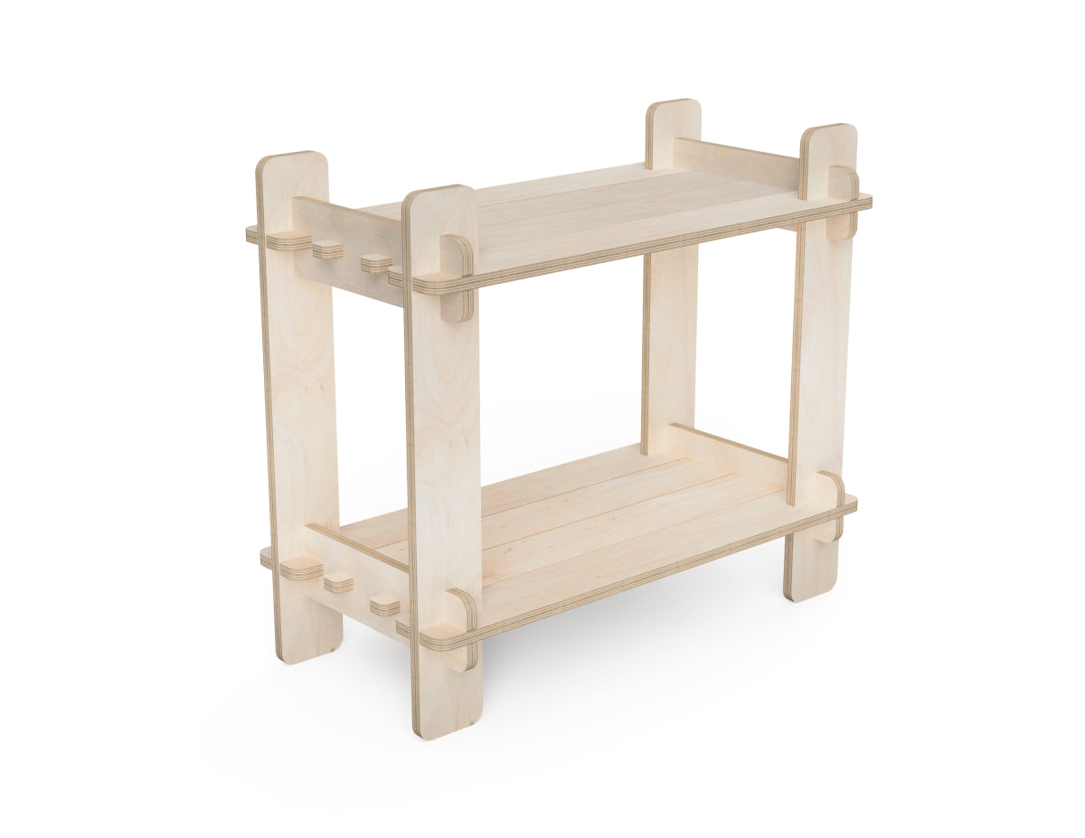 CNC-cut plywood shelf with unique joinery – Small Kumo Shelf by Aribabox