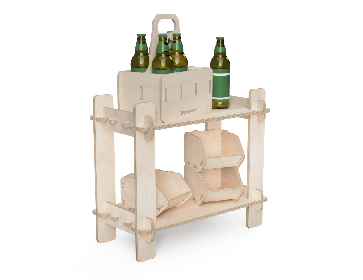 Minimalist Japandi plywood shelf made with CNC router – flat-pack design CNC DXF files