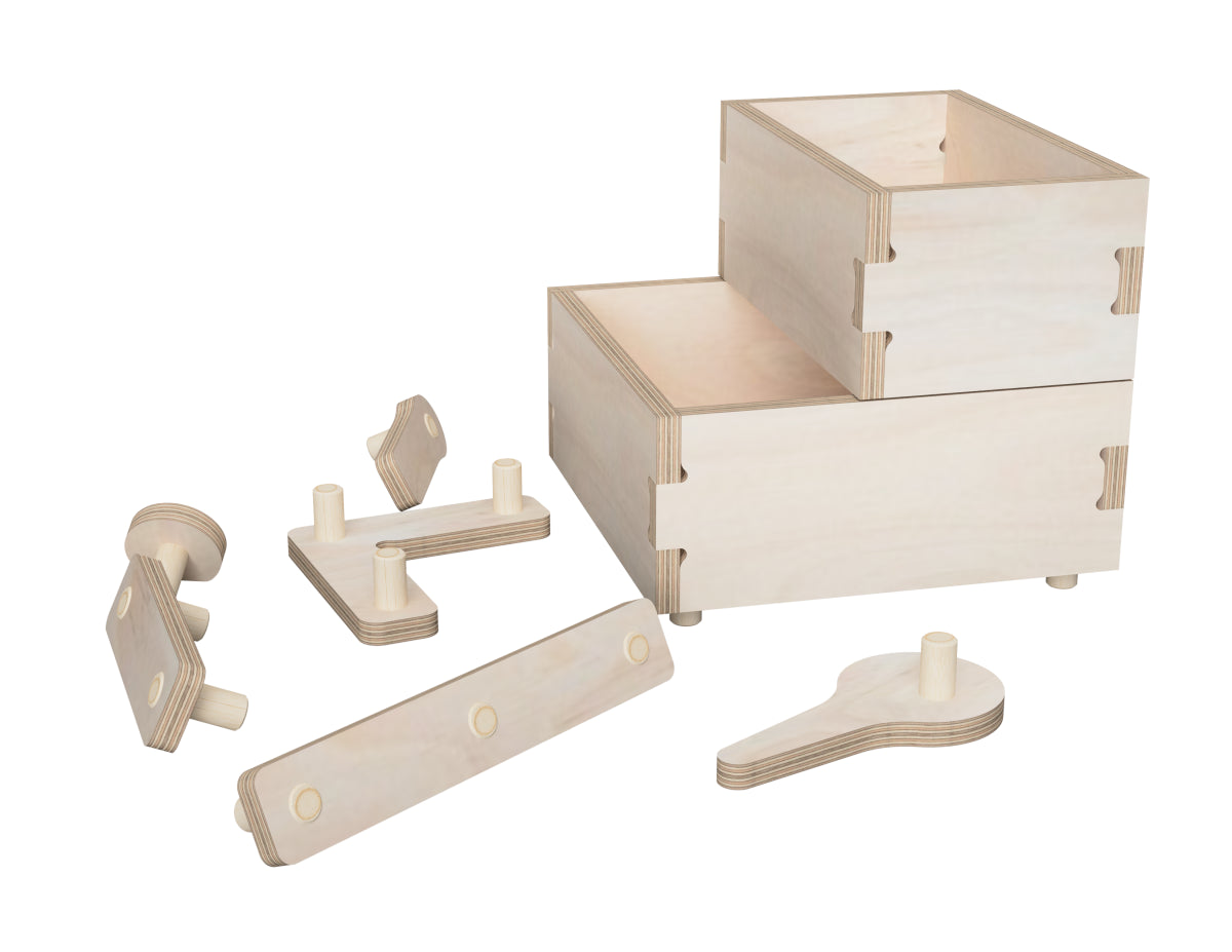 Full set of CNC doghole attachments – stoppers, clamps, boxes
