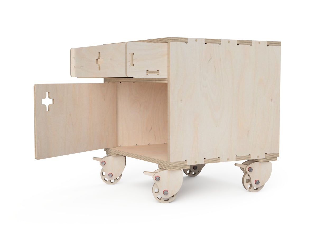 Band Saw Cabinet DXF file rendered from angled view for CNC cutting