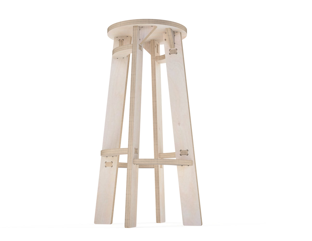 Bar Stool DXF file DXF file rendered from angled view for CNC cutting