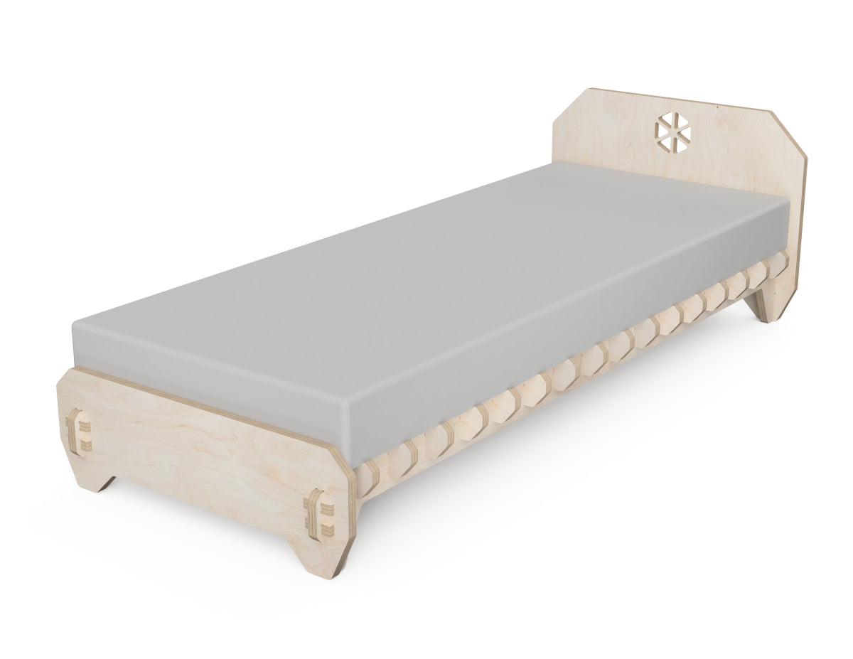 Bed (one person) DXF file DXF file rendered from angled view for CNC cutting