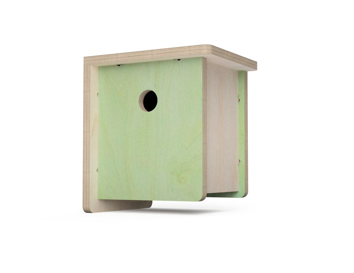 Bird House - Cube DXF file rendered from angled view for CNC cutting