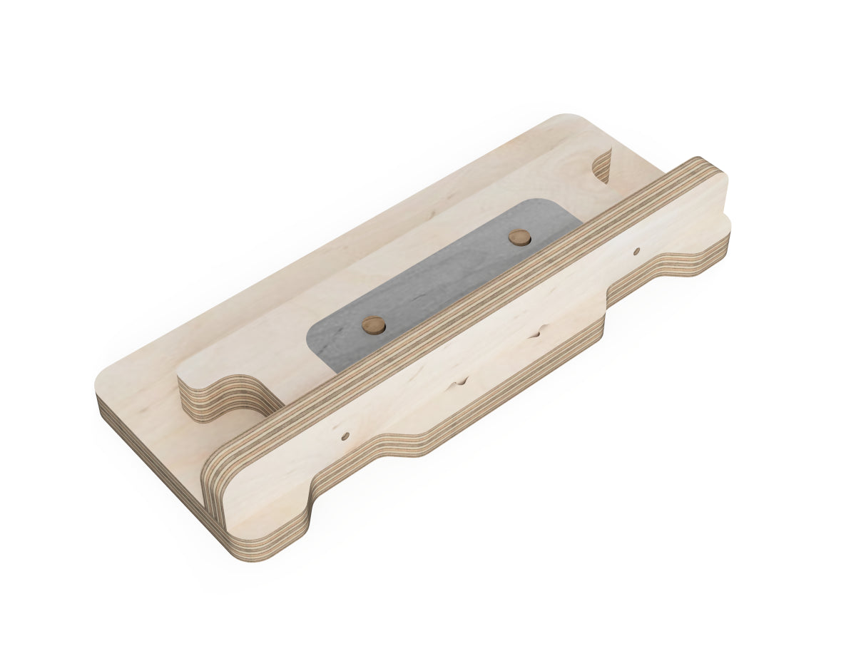 Simple cabinet handle installed on a drawer - CNC router design demonstrations - hole predrilling jig