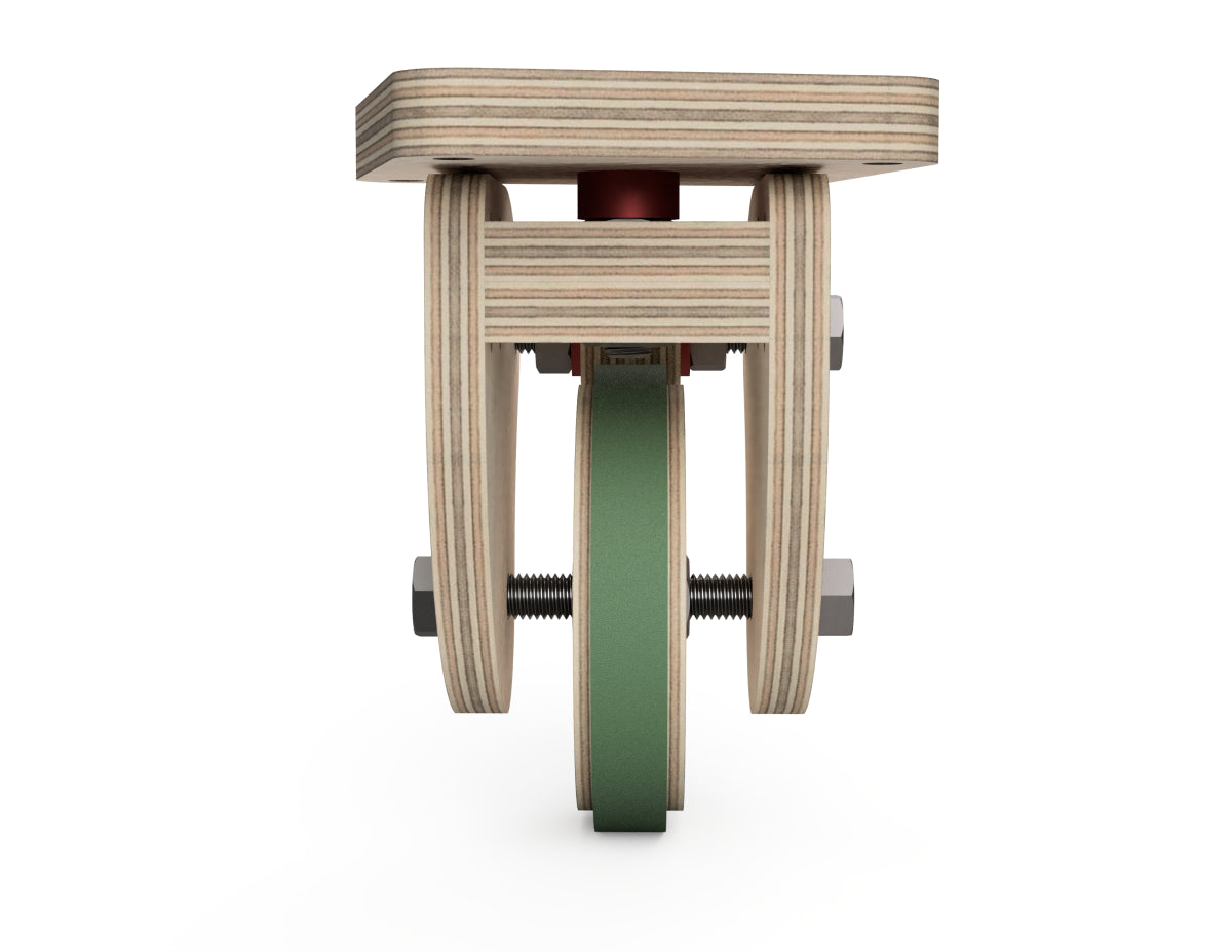 Rendered view of caster wheel update - dxf files layout from DXF file