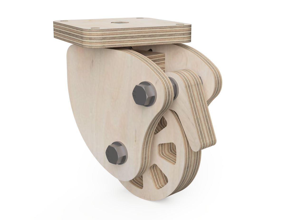 Casters With Brakes DXF files DXF file rendered from angled view for CNC cutting