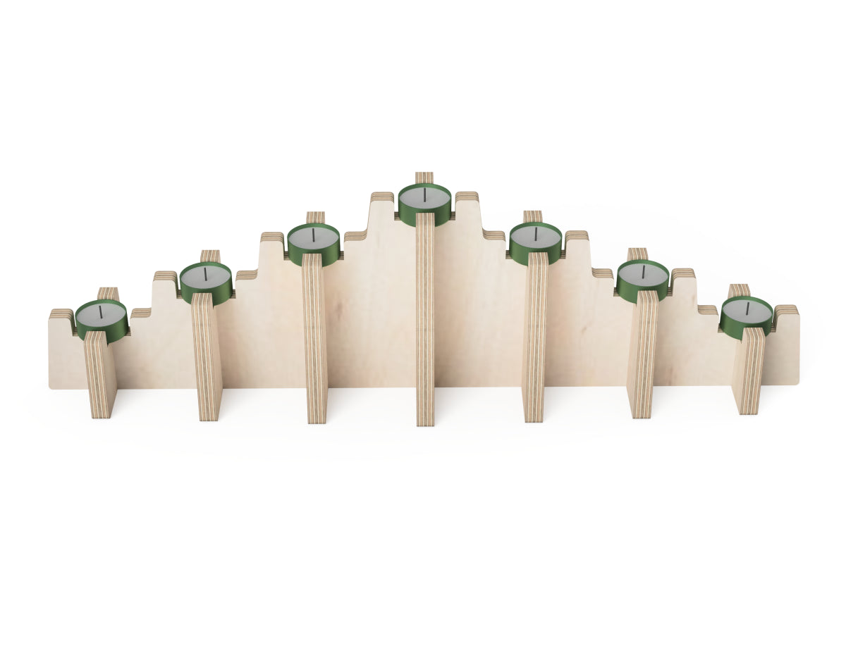 Christmas Candle Bridge - Winter Castle - Free DXF file rendered from angled view for CNC cutting