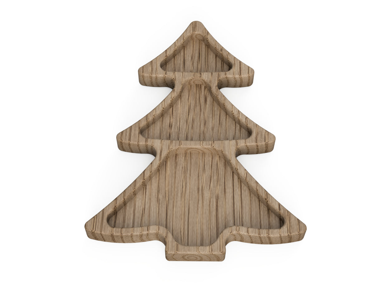 Christmas Tree Snack Tray Free DXF files DXF file rendered from angled view for CNC cutting