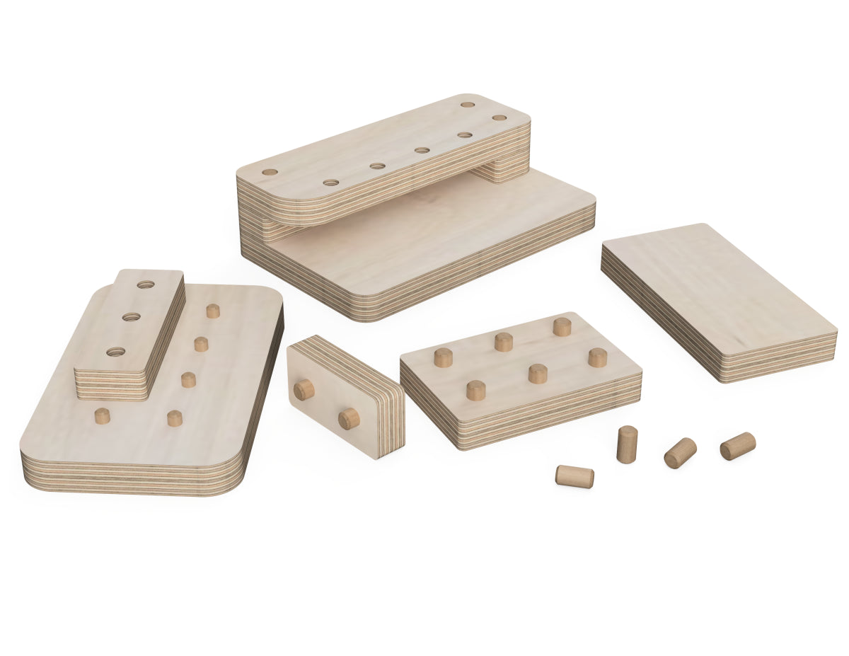 Construction Block Toy - DXF file rendered from angled view for CNC cutting