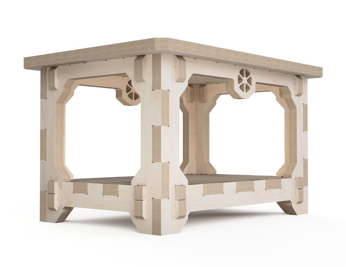 Crafting Table DXF file DXF file rendered from angled view for CNC cutting