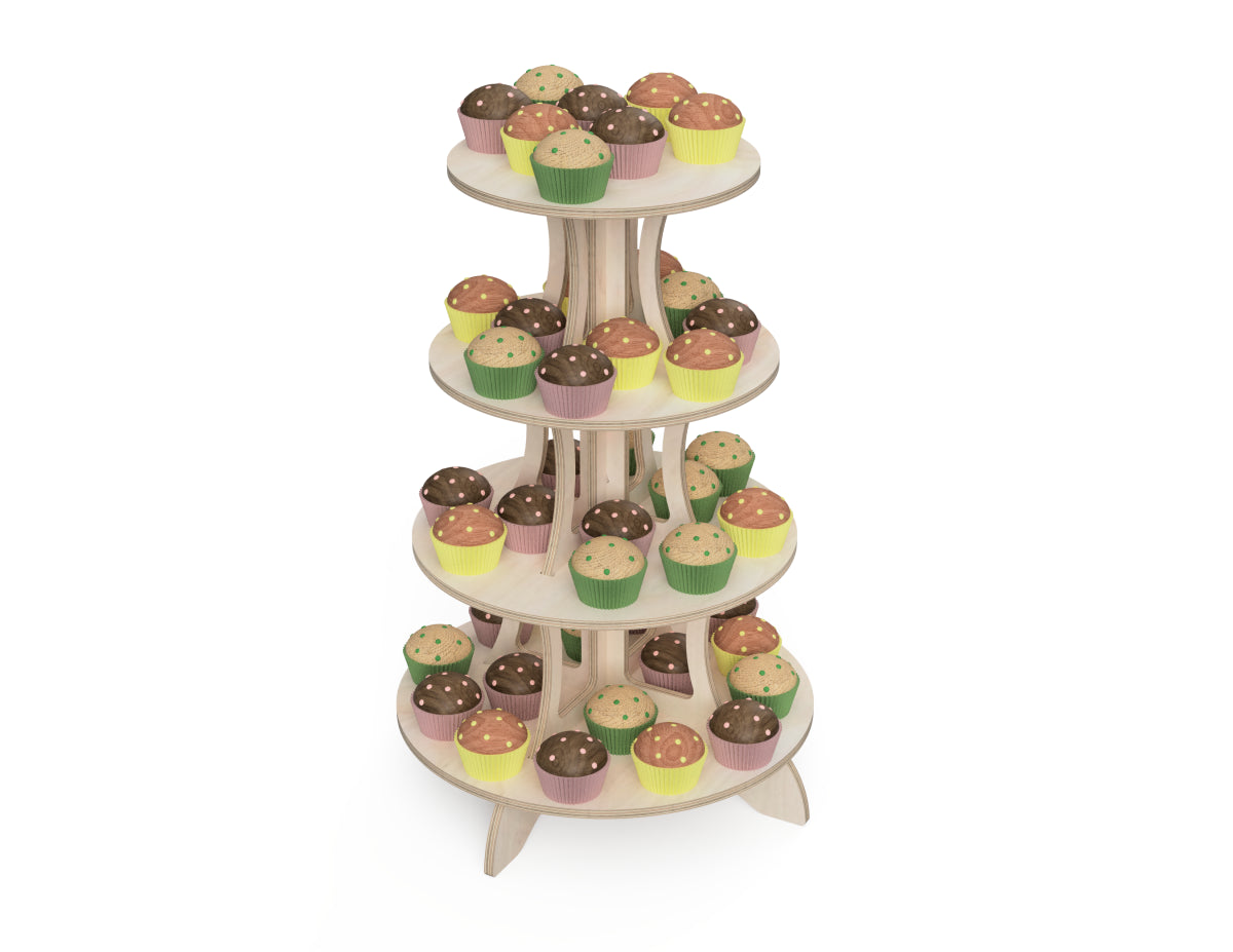 Cupcake Stand DXF file CNC-ready design showing joints and assembly features