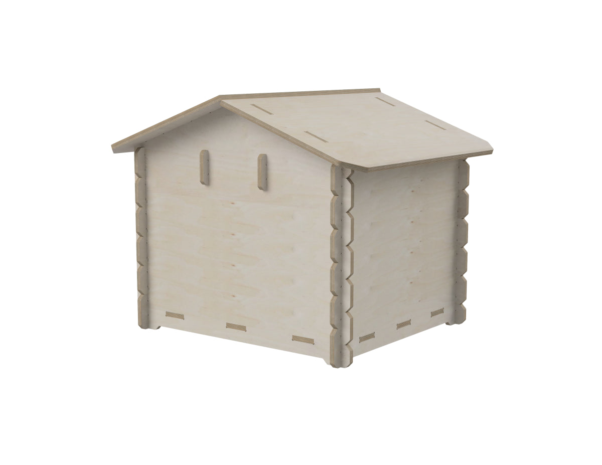 Dog house DXF file CNC-ready design showing joints and assembly features