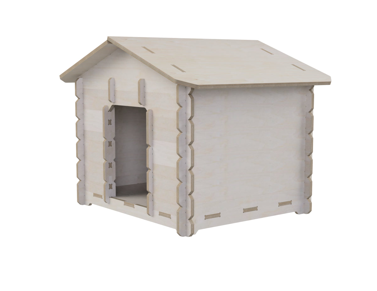 Dog house DXF file DXF file rendered from angled view for CNC cutting
