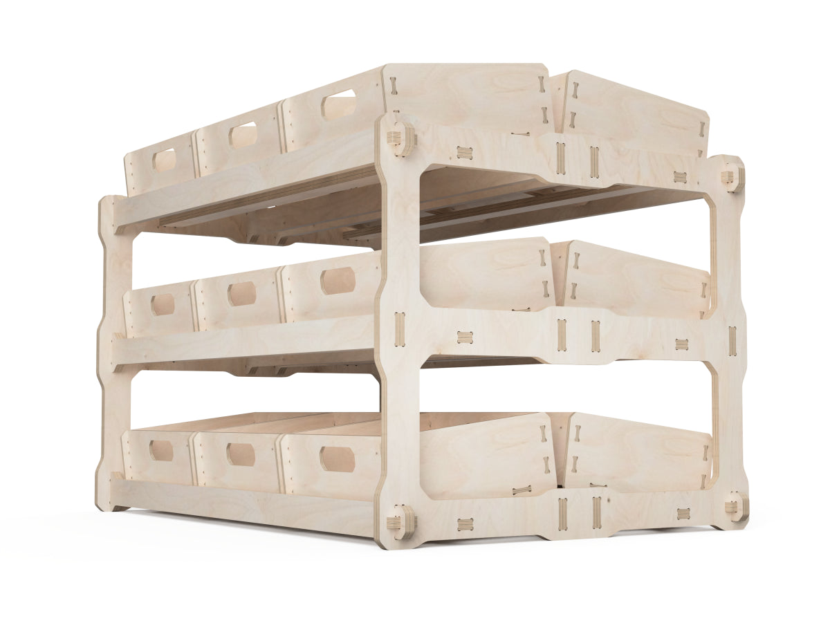 Double Box Shelf DXF file DXF file rendered from angled view for CNC cutting