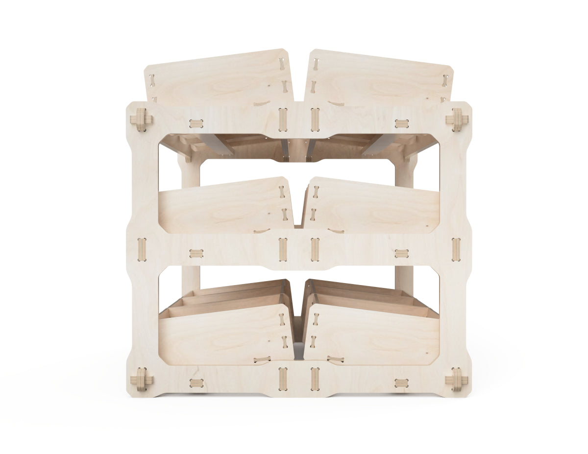 Rendered view of double box shelf dxf file layout from DXF file