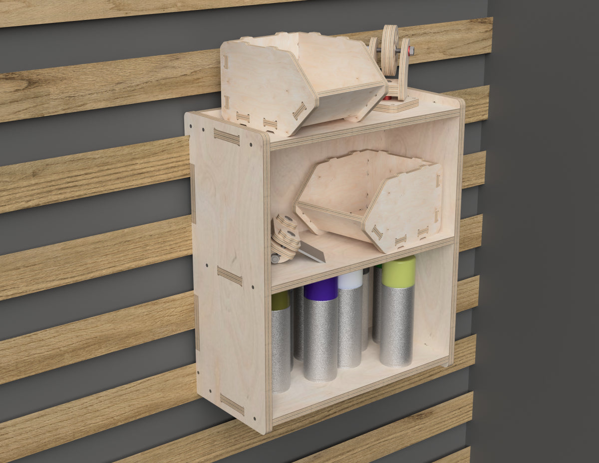 Double Cube Shelf - French Cleat Attachment - DXF file rendered from angled view for CNC cutting