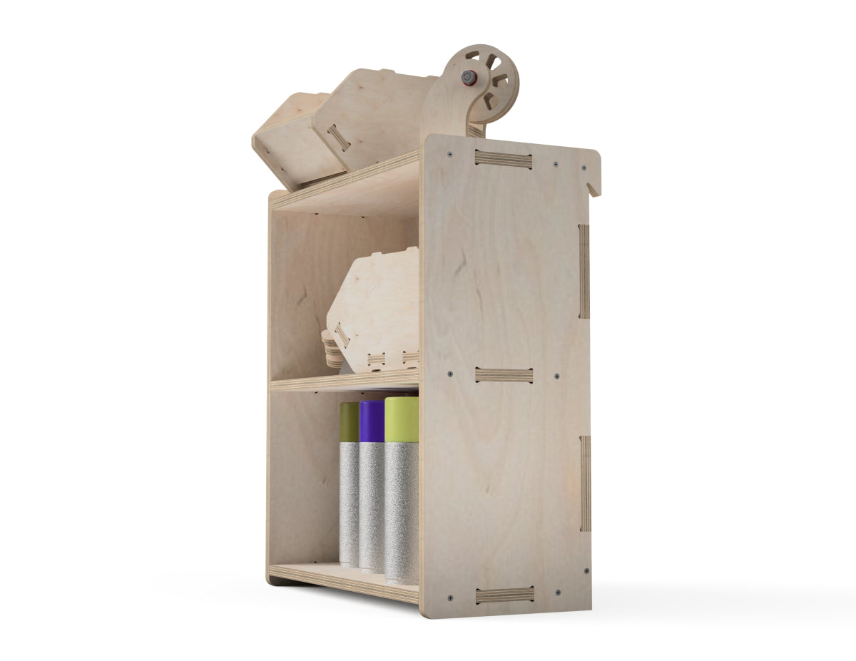 Rendered view of double cube shelf - french cleat attachment - layout from DXF file