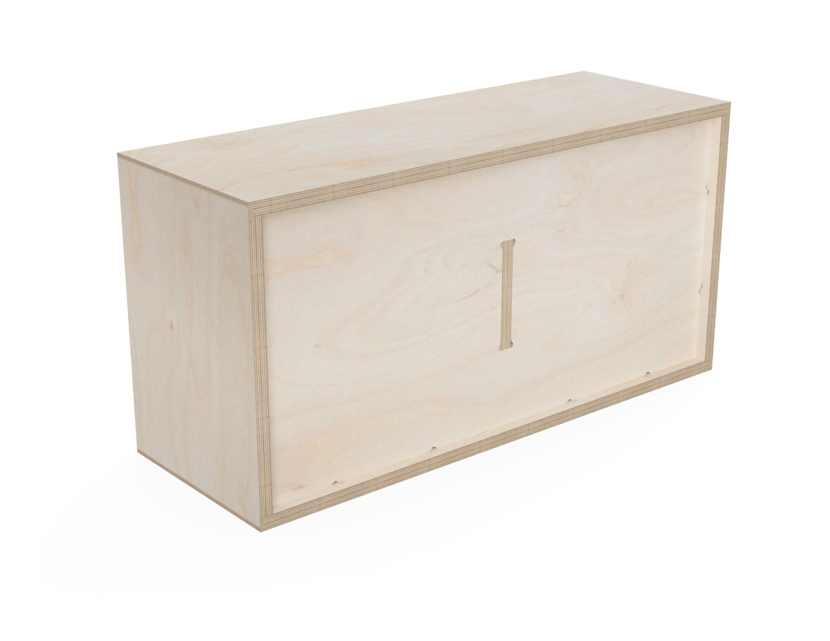 Rendered view of double cube - wall shelf layout from DXF file