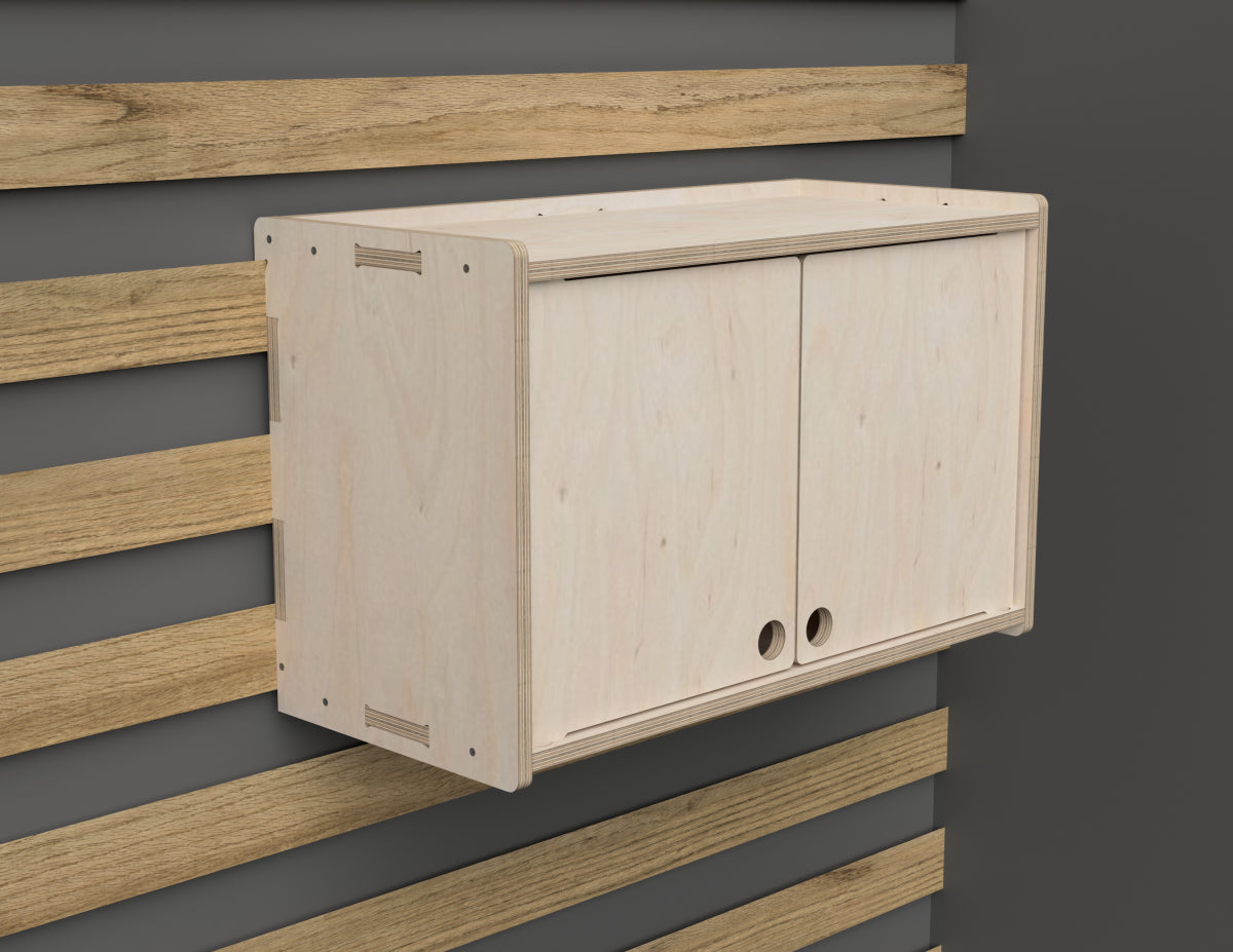Double Door Cabinet - French Cleat Attachment - DXF file rendered from angled view for CNC cutting