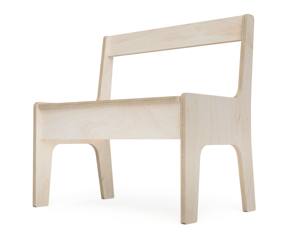 Double Kids Chair with a Built-In Storage Box CNC-ready design showing joints and assembly features