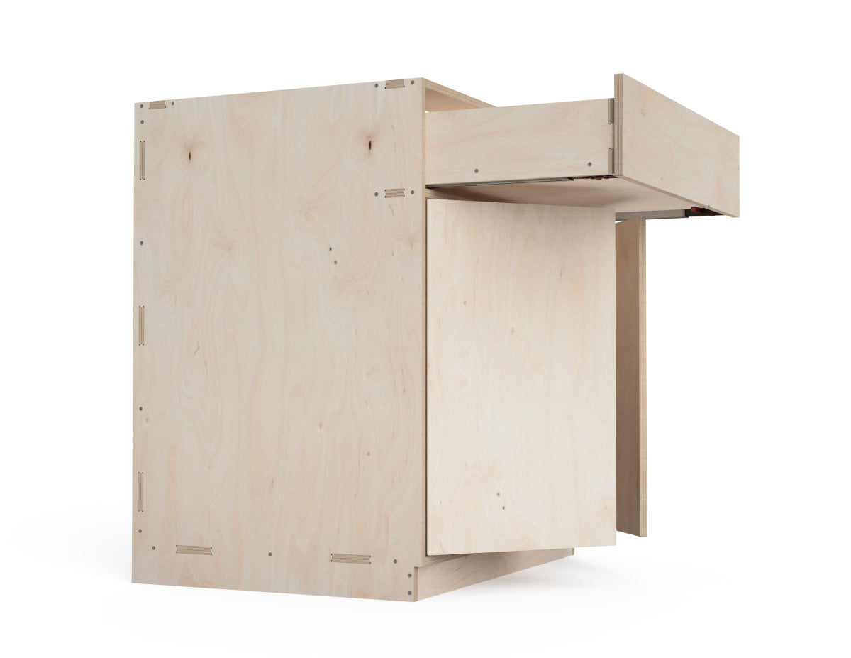 Detailed DXF drawing of double kitchen cabinet with one drawer (inset door cabinets) for CNC router
