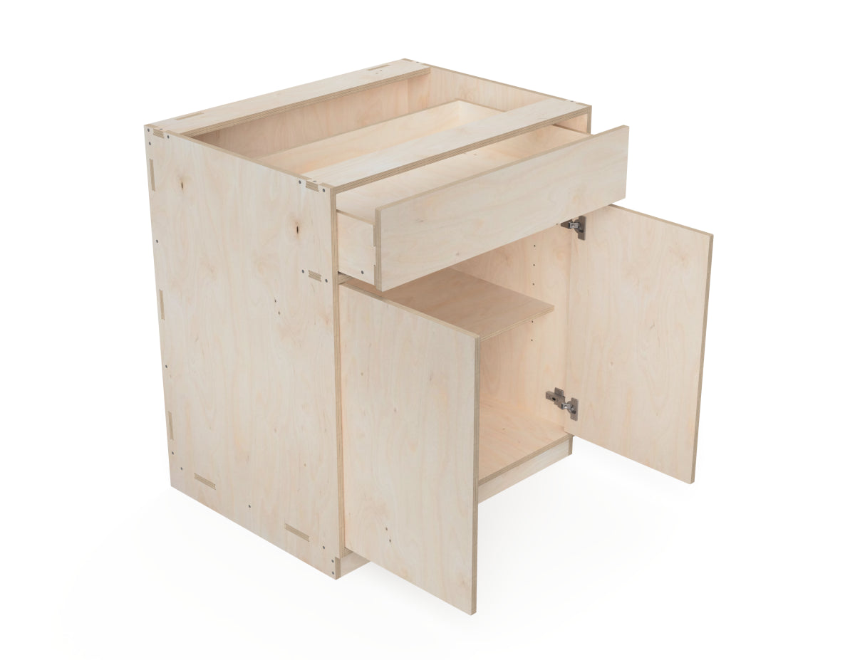 Double Kitchen Cabinet With One Drawer (Inset Door Cabinets) CNC-ready design showing joints and assembly features