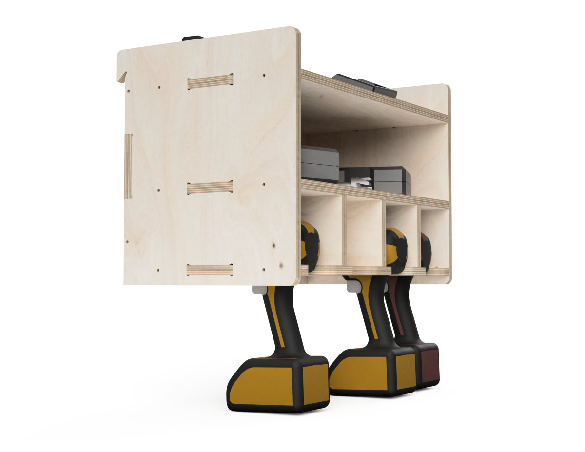 Double Shelf Drill Stand - French Cleat Attachment - CNC DXF file design overview