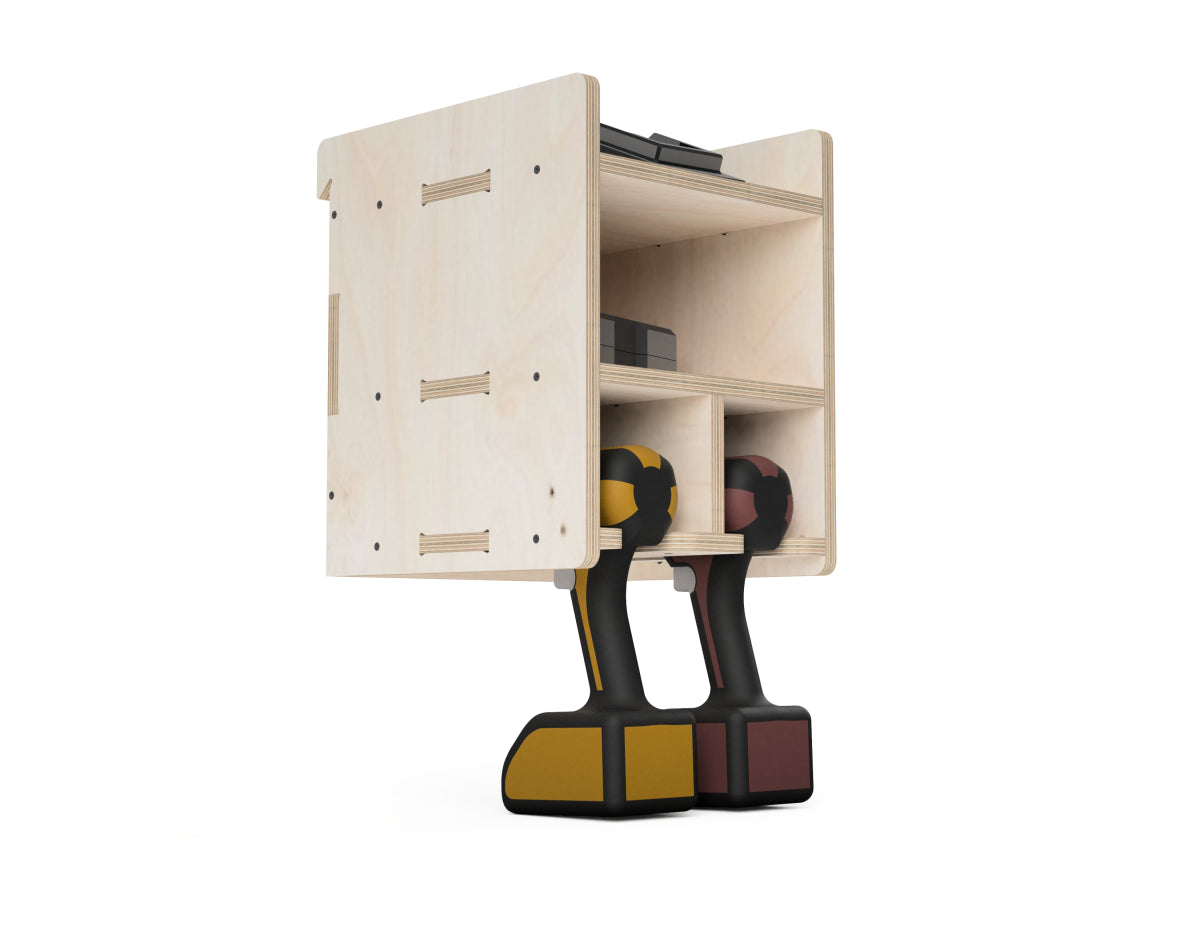 Double Shelf Drill Stand - French Cleat Attachment - CNC DXF file design overview