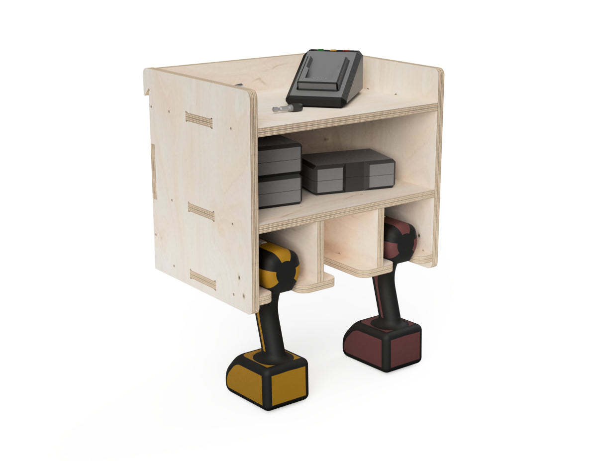 Double Shelf Drill Stand - French Cleat Attachment - CNC-ready design showing joints and assembly features