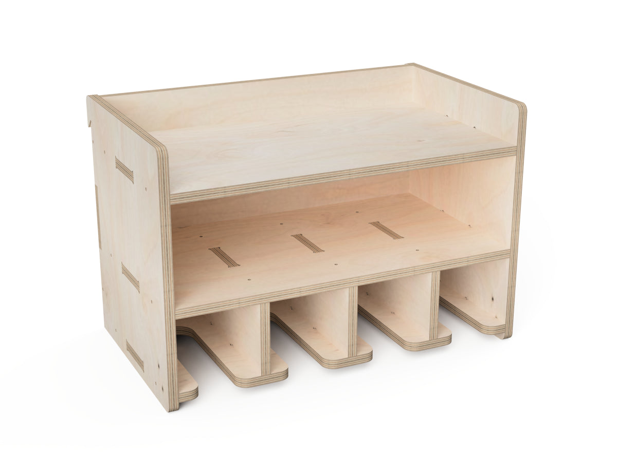 Double Shelf Drill Stand - French Cleat Attachment - CNC-ready design showing joints and assembly features