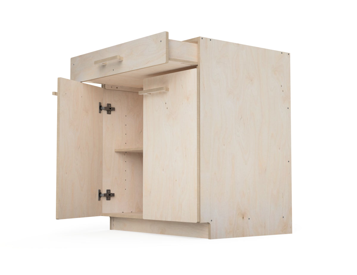 Plywood workshop cabinet design with drawer – CNC router DXF plans for efficient tool storage