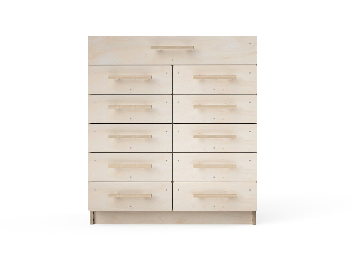 Workshop storage cabinet with two compartments and one wide drawer – CNC project rendered preview from downloadable DXF files