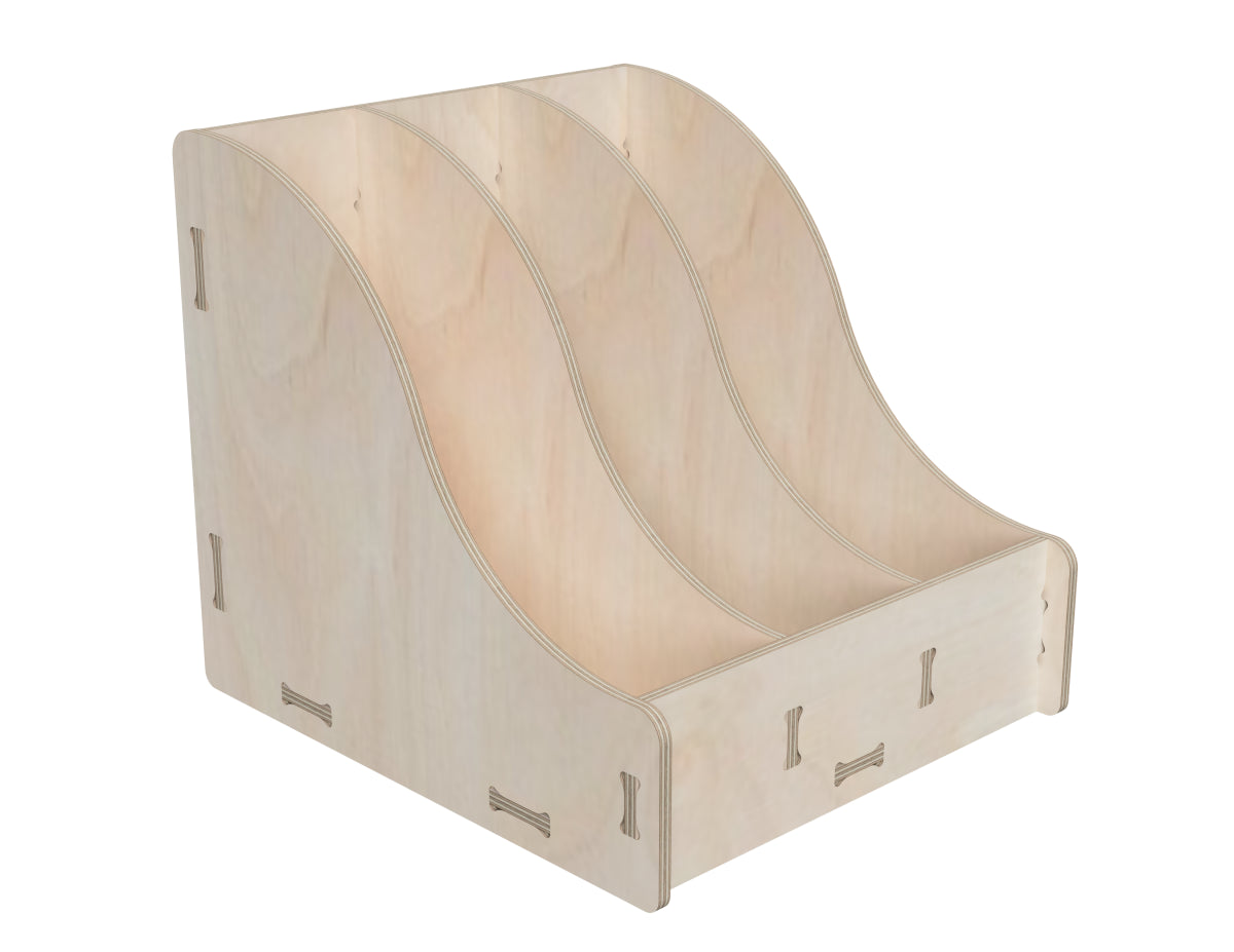 File Organizer "Waves" DXF file rendered from angled view for CNC cutting